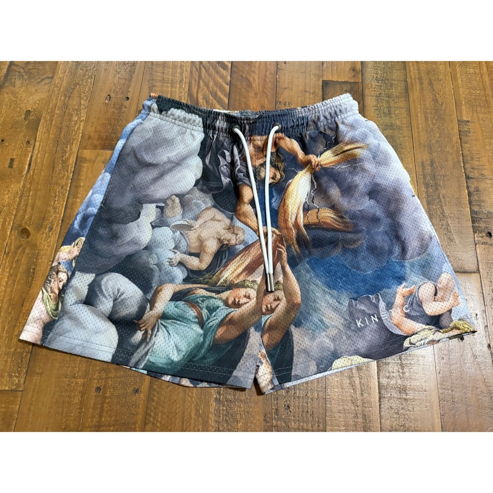 Kinetic Kings Renaissance Mesh Shorts Mens Medium Blue Graphic Basketball Shorts